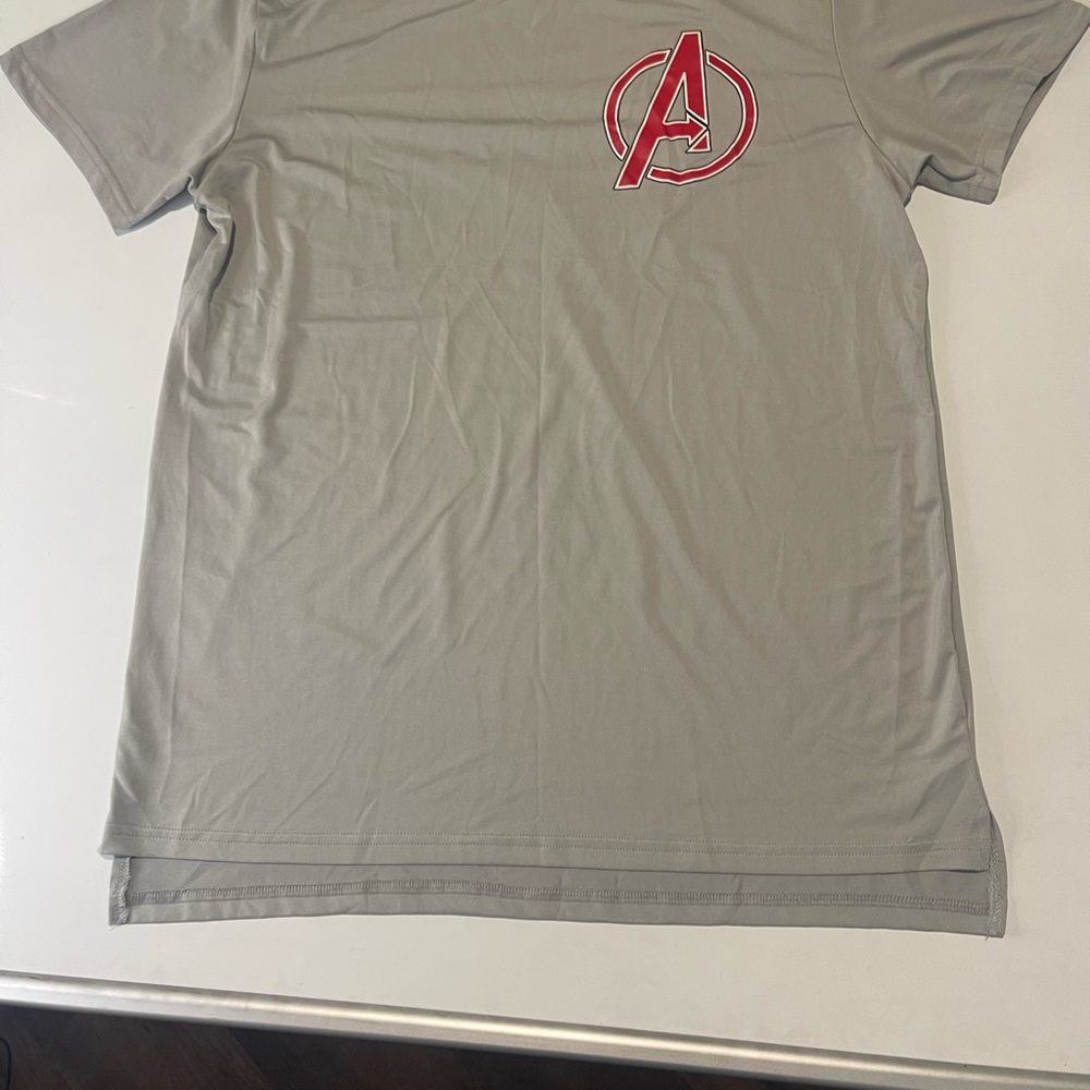Avenger Light Gray Men's Tee with Red Logo